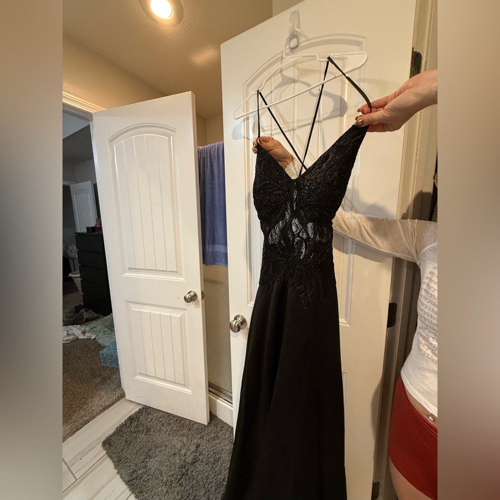 Blondie Nites Black Lace Sequined Prom Dress (WITH TAGS) Altered to 4’11” height